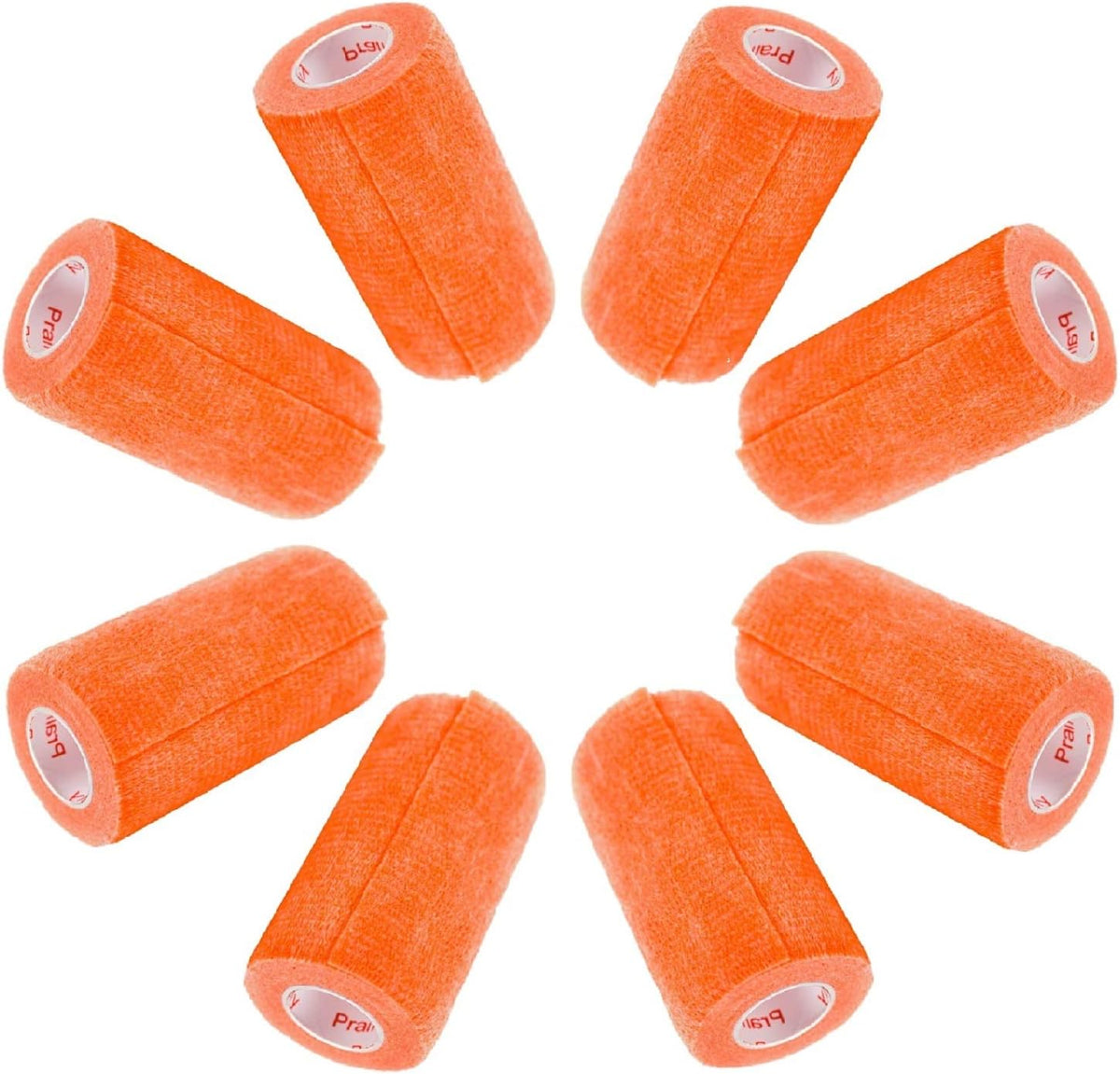 3 Inch Vet Wrap Tape Bulk (Orange) (Pack of 6) Self Adhesive Adherent Adhering Flex Bandage Grip Roll for Dog Cat Pet Horse