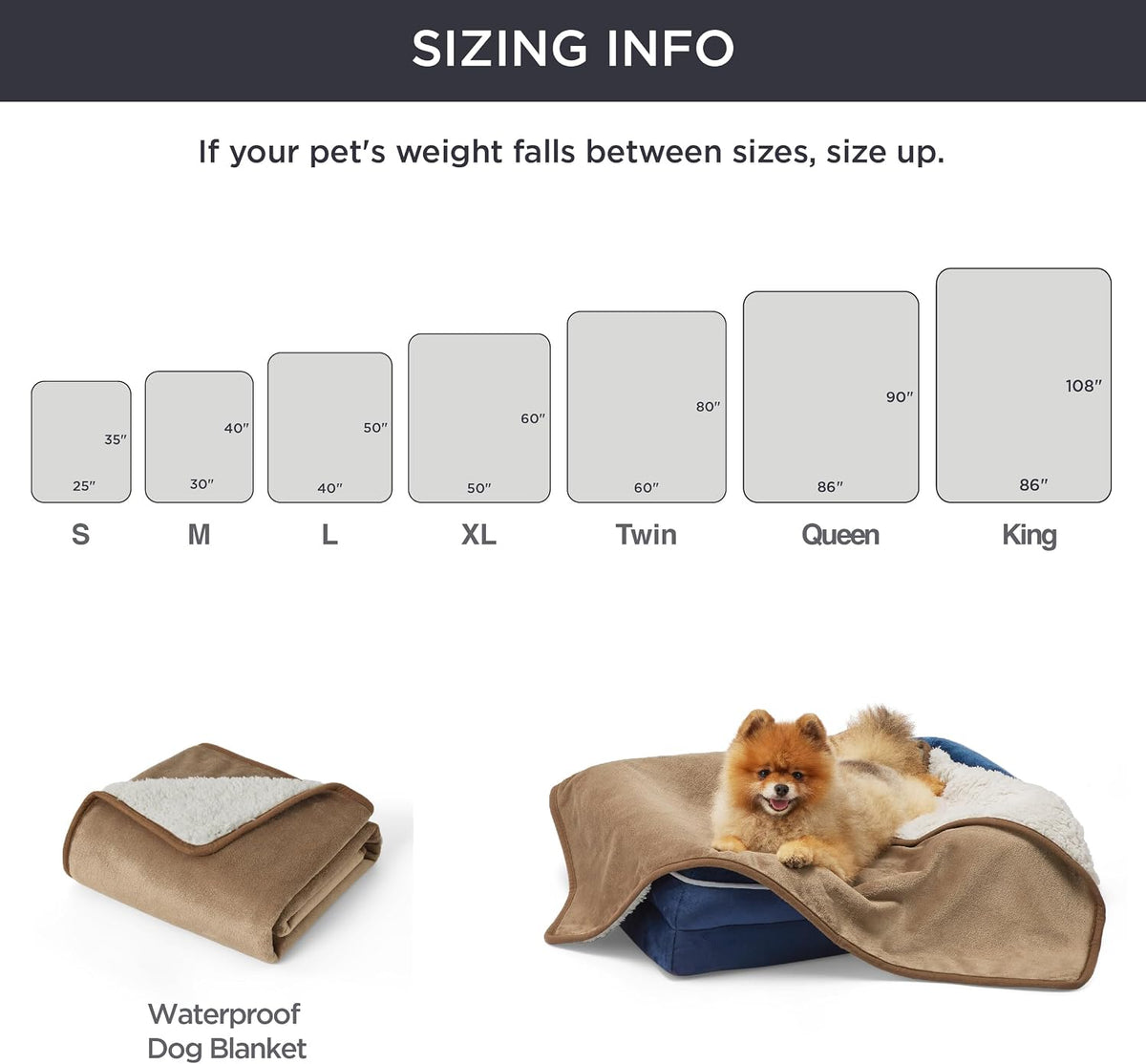 Bedsure Waterproof Dog Blankets for Medium Dogs Washable Soft Warm, 30"X40"