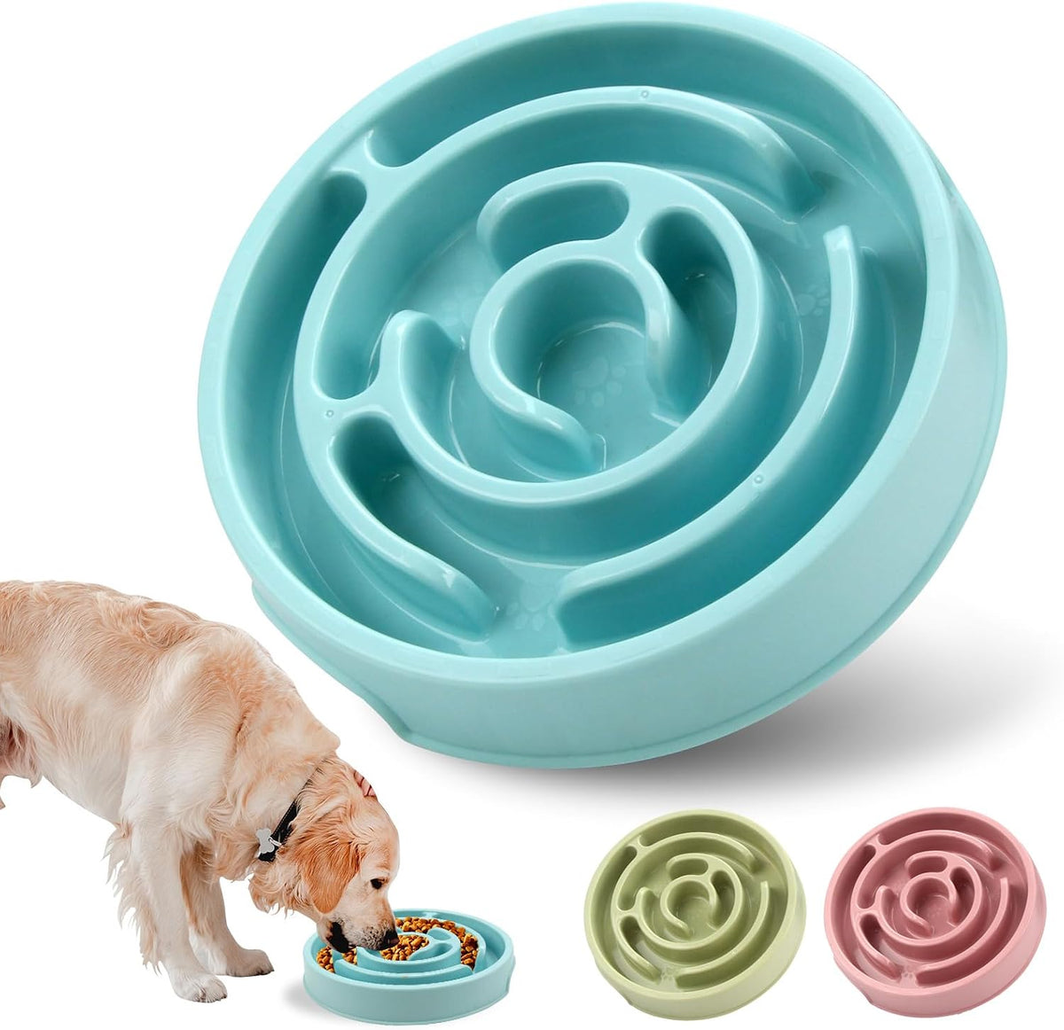 Slow Feeder Dog Bowls Puzzle Dog Bowl with Anti-Slip Slow Feeder & Non-Slip Design, Boredom and Anxiety Reducer Suitable for All Breed Dogs and Cat
