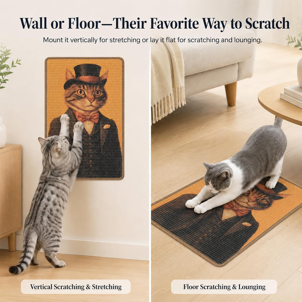 Art Sisal Cat Scratcher Mat, Cat Wall Scratchers for Indoor Cats