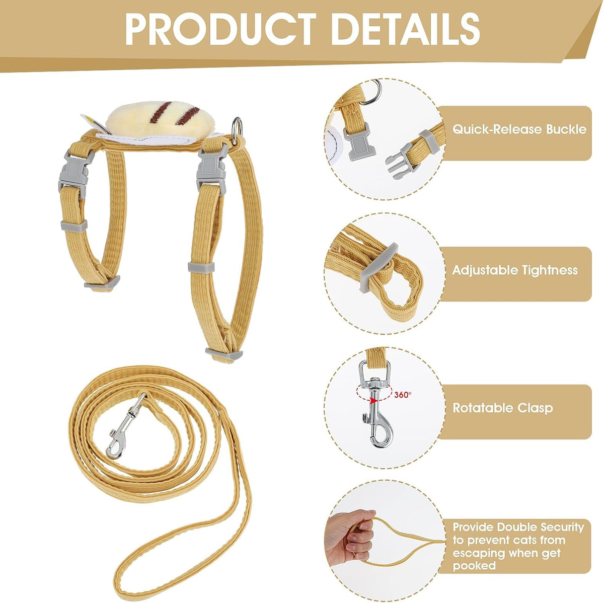 TIESOME Cat Harness and Leash Set Adjustable Gradient Kitten Harness