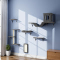 Cat Wall Shelves, 6 Pcs Luxury Wall-Mounted Cat Climber Shelves, Dark Gray