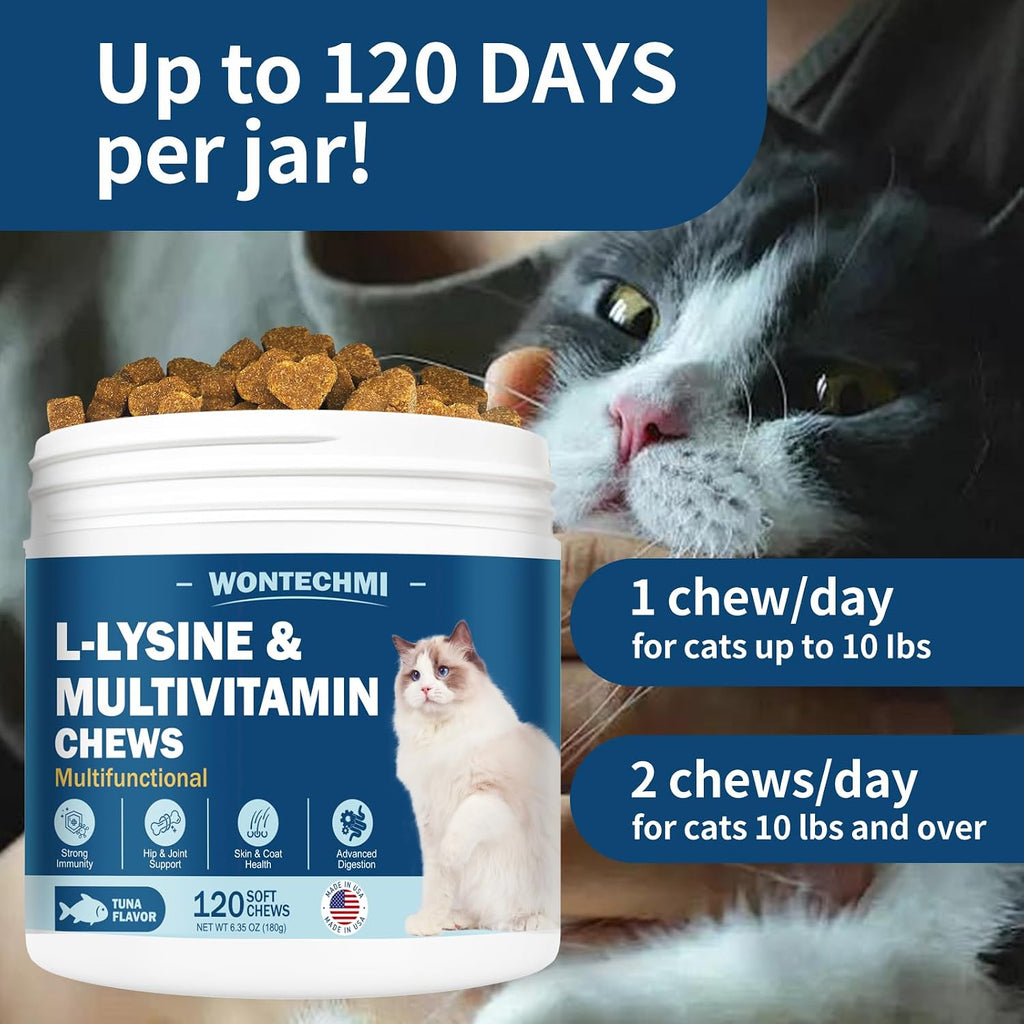 L-Lysine for Cats, Immune Support Cat Treats & Cat Multivitamin