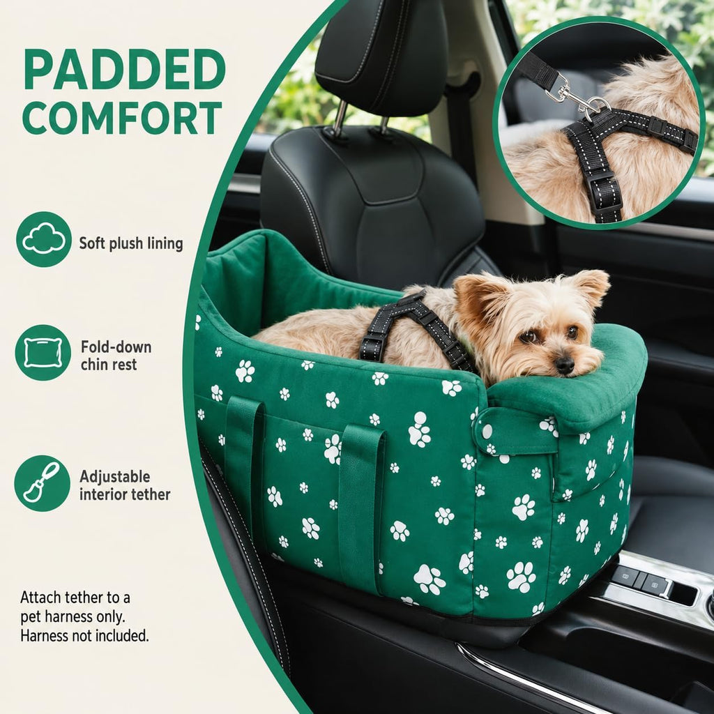 Center Console Dog Car Seat Safe Travel for Small Dogs Under 15 lbs