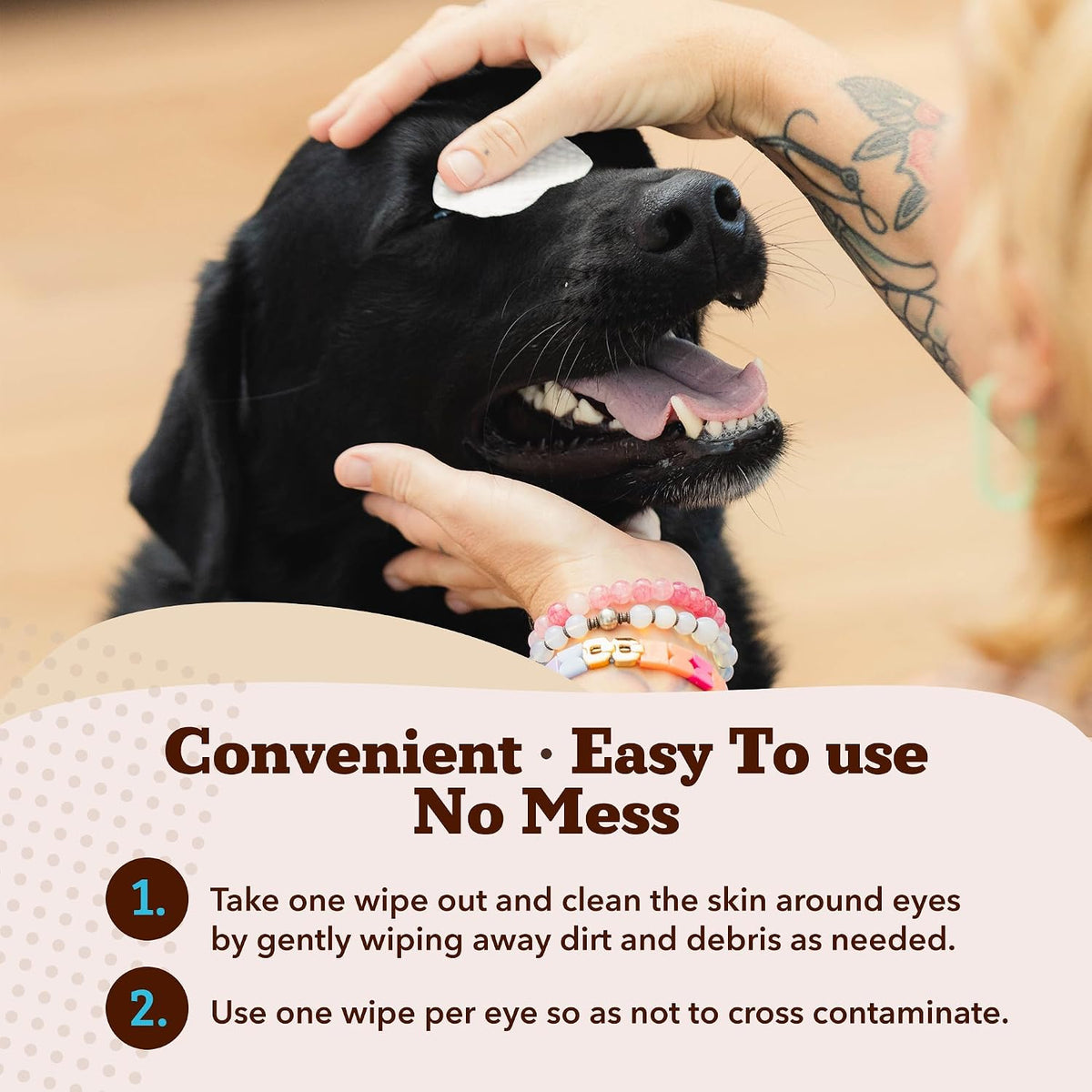 Natural Dog Company Dog Eye Wipes for Tear Stains - 100 Count