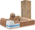 Rainmr Orthopedic Dog Beds for Large Dogs, 7" Memory Foam Dog Beds with Waterproof Liner, Durable Microsuede Cover, Removable and Washable, Nonskid Bottom, 60"x48"x7" XXL Khaki