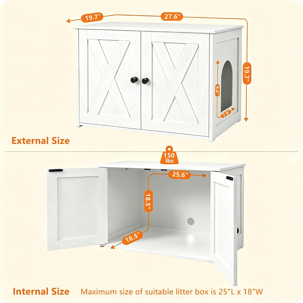 Dwanton Cat Litter Box Enclosure, Hidden Litter Box Furniture, 27.6 Inches