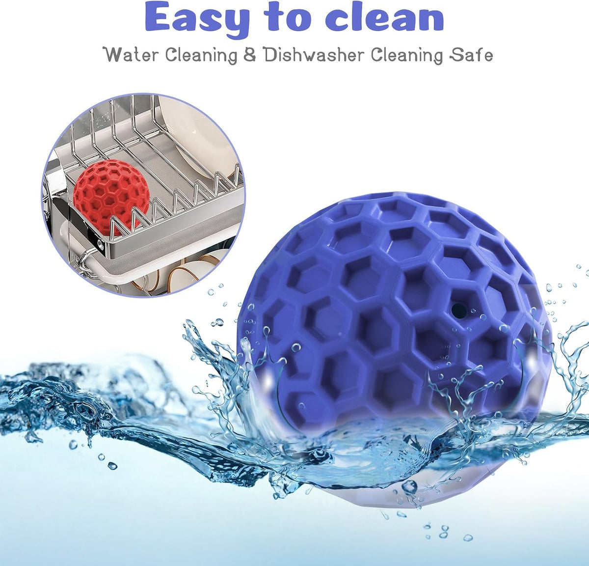 HIPPIH Indestructible Squeaky Dog Toys, Interactive Dog Balls 2 Pack | Chew Toys for Aggressive Chewers, Natural Rubber, Large/Medium Dogs, Tough Puppy Teething Toy, Relieve Anxiety
