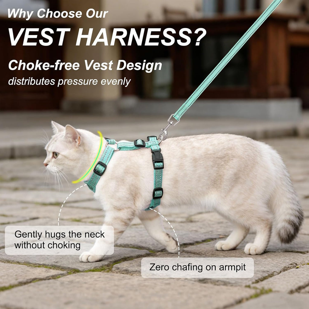 BEAUTYZOO Cat Harness and Leash Set, Escape Proof and Adjustable, Green