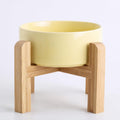 Petygooing Light Yellow Elevated/Raised Ceramic Dog Bowl for Small and Medium Breeds, Dog Food Water Dish with Stand,Pet Feeding Bowl with Anti Slip Rubber for Cats Small and Medium Dogs (3.6 Cups)