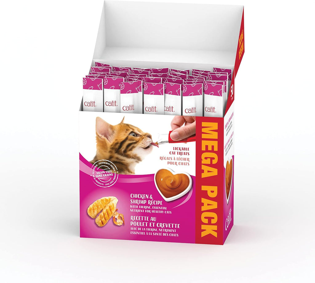 Catit Creamy Lickable Cat Treat, Chicken & Shrimp, 50 Pack, 0.5 Ounce