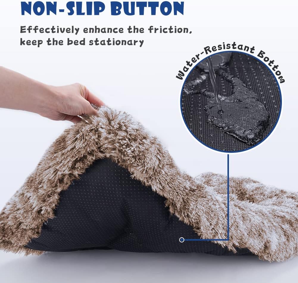 Dog Bed Crate Pad Plush Soft Pet Bed Calming Dog Crate Bed for Large Medium Small Dogs and Cats Washable Anti-Slip Kennel Crate Mats for Sleeping and Anti Anxiety XL