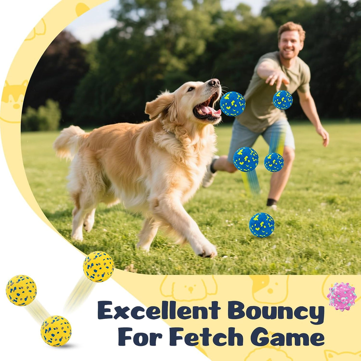HIPPIH Dog Balls Tennis Balls, Dog Chew Toys for Aggressive Chewers ETPU | 3PCS Interactive Puppy Toys for Teething, 3'' Fetch Ball Water Toy for Small/Medium Breed,High Bouncy & Floating Dog Pool Toy