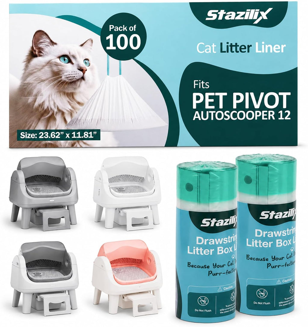Extra Thick Litter Bags for Petpivot Autoscooper 11/12 Litter Box, 100 Bags