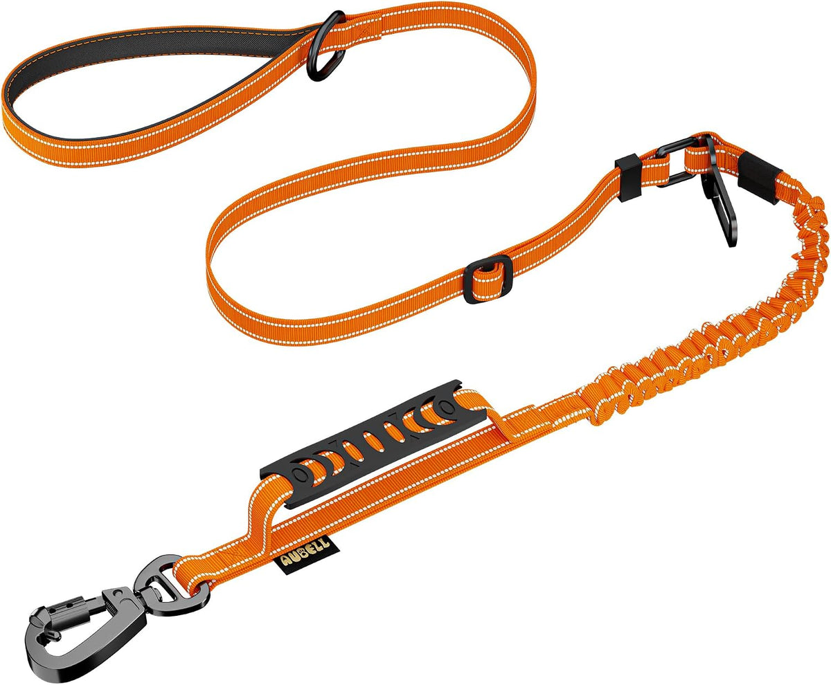 AUBELL Tactical Dog Leash Heavy Duty,4-6ft No Pull Bungee Leash,Orange