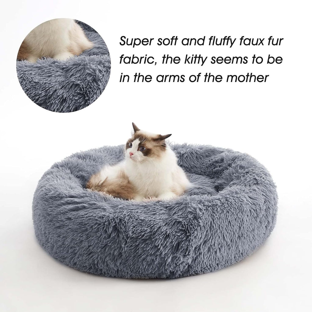 Western Home Calming Donut Small Medium Pet Dog Bed Washable,27" Navy Grey