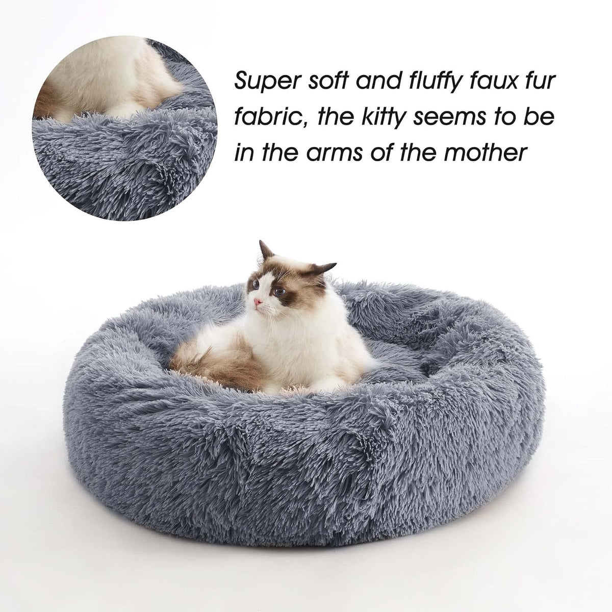 Western Home Calming Donut Small Medium Pet Dog Bed Washable,27" Navy Grey