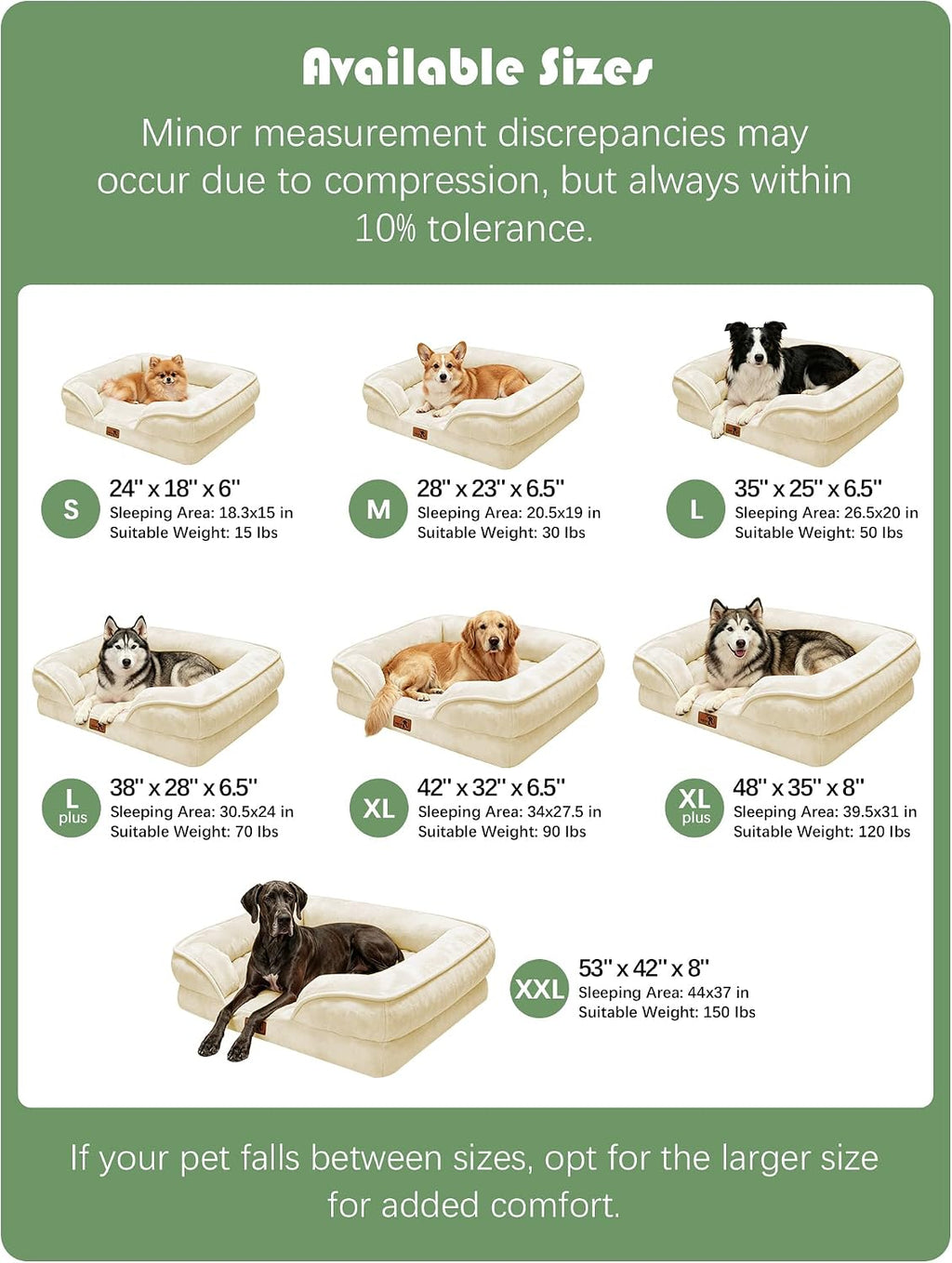 Spotted Play Orthopedic Dog Bed with Sides - Sofa Beds for Extra Large Dogs, Supportive Foam Pet Couch Bed with Washable Removable Cover, Waterproof Lining and Non-Slip Bottom, Ivory - XL-Plus