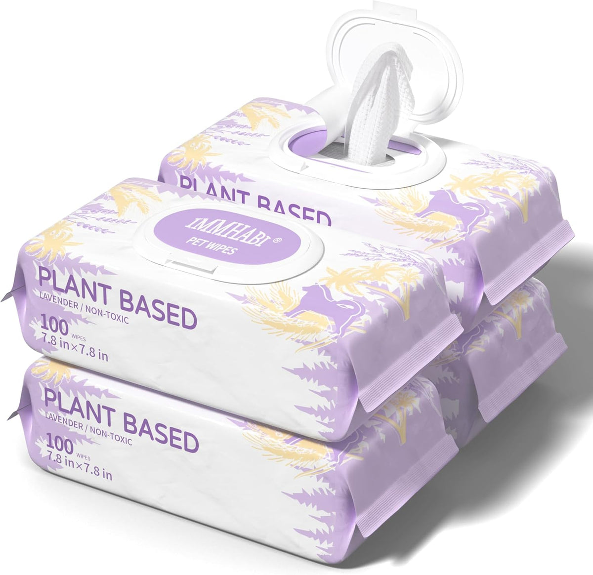 IMMHABI 400 Count Hypoallergenic Dog Wipes, Lavender Plant-Based Pet Wipes