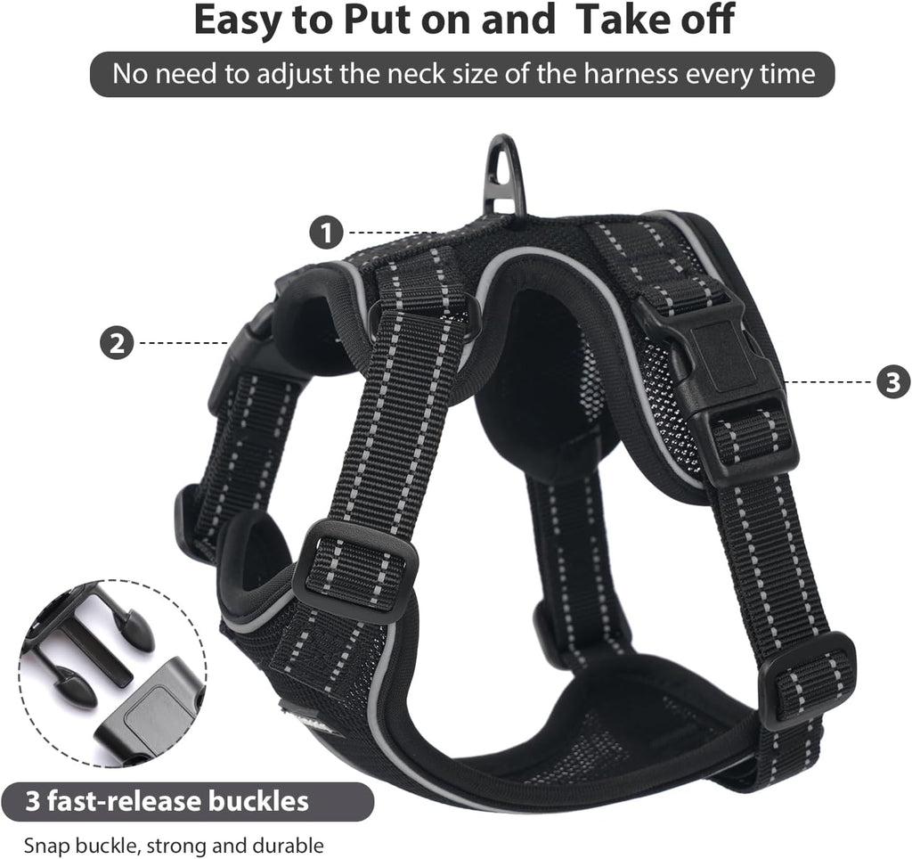Cat Harness and Leash Set, Escape Proof Cat Harness with Reflective Strips, Breathable Mesh Vest, Adjustable Walking Harness for Indoor Outdoor Cats, Kittens, Small Medium Large Cats (Black, L)
