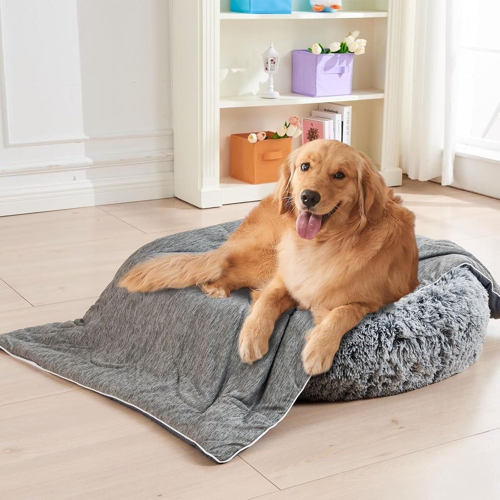 Cooling Blanket for Dogs. Dog Cooling Blankets for Large Dogs, Breathable Cooling Fabric, Cold Washable, Cooling Dog Blanket Durable Scratch-Resistant Soft Fabric for All Seasons, Steel Grey