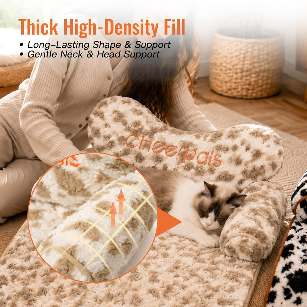 CHEERPALS Calming Dog Bed Mat with Neck & Head Support for Indoor Cats