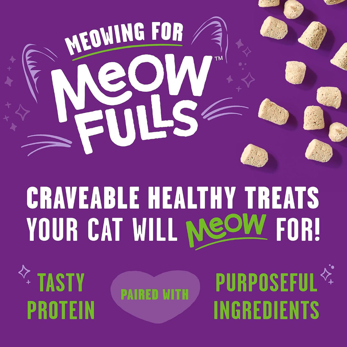 Stella & Chewy's Meowfulls Freeze Dried Cat Treats - Turkey & Duck Recipe - Raw Protein with Probiotics & Salmon Oil - 1 Calorie Per Treat - 1.5 oz