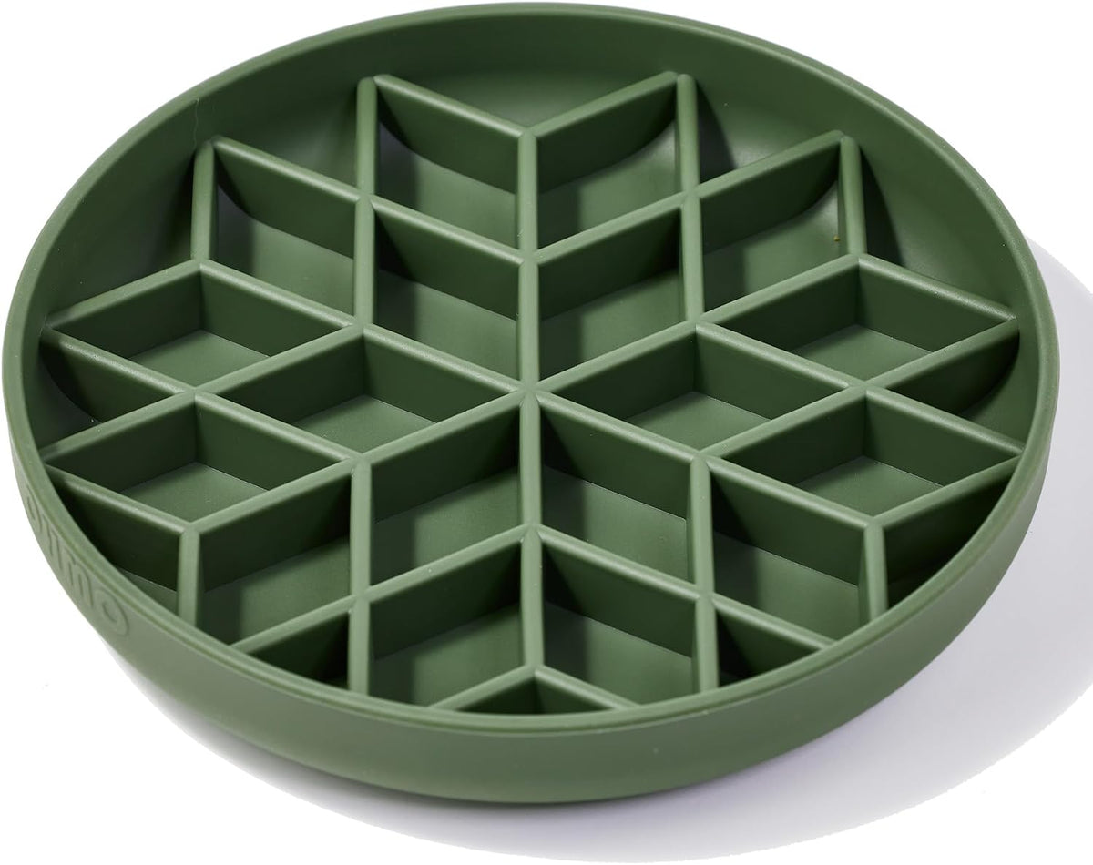 OHMO Slow Feeder Dog Bowl, 7.9" Lick Mat for Dogs, Diamond, Camo Green