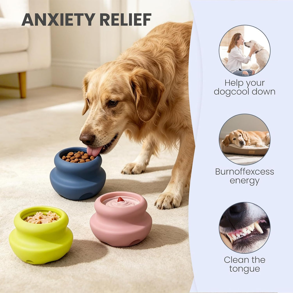 MateeyLife Freeze Dog Enrichment Lick Toy, Stuffable Frozen Lick Treat Bowl