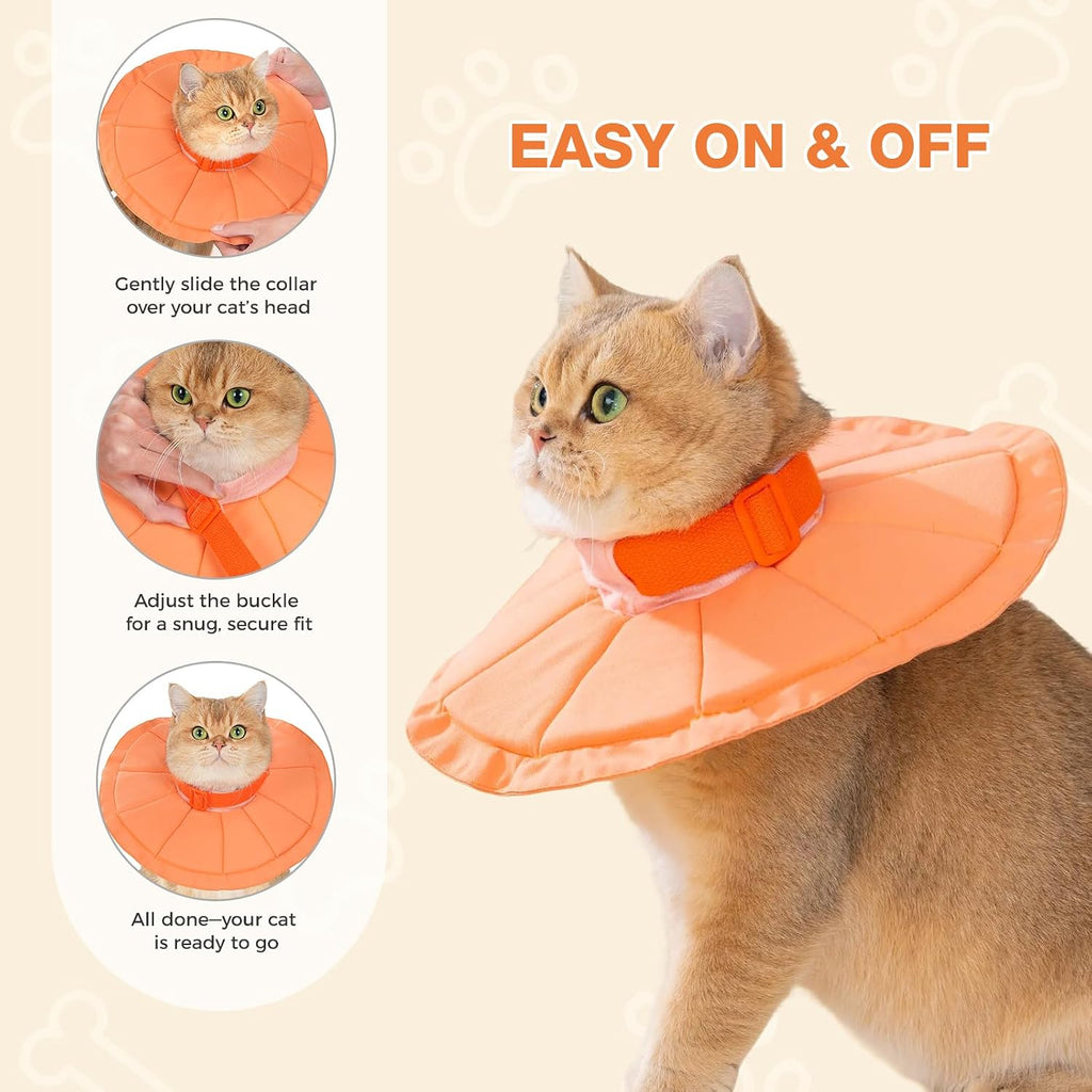 Avont Inflatable Cat Cone, Lightweight Recovery Collar, L Orange