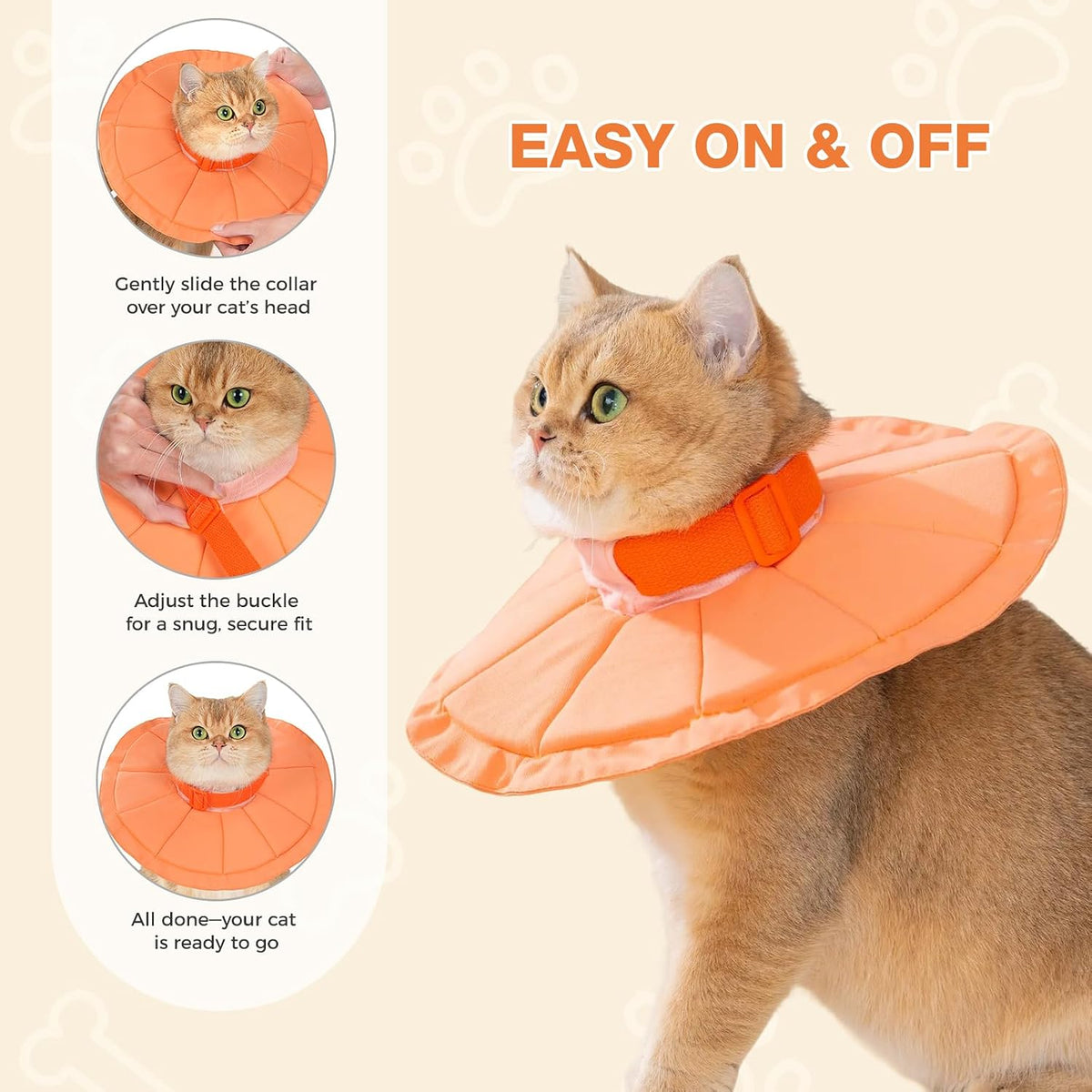 Avont Inflatable Cat Cone, Lightweight Recovery Collar, L Orange