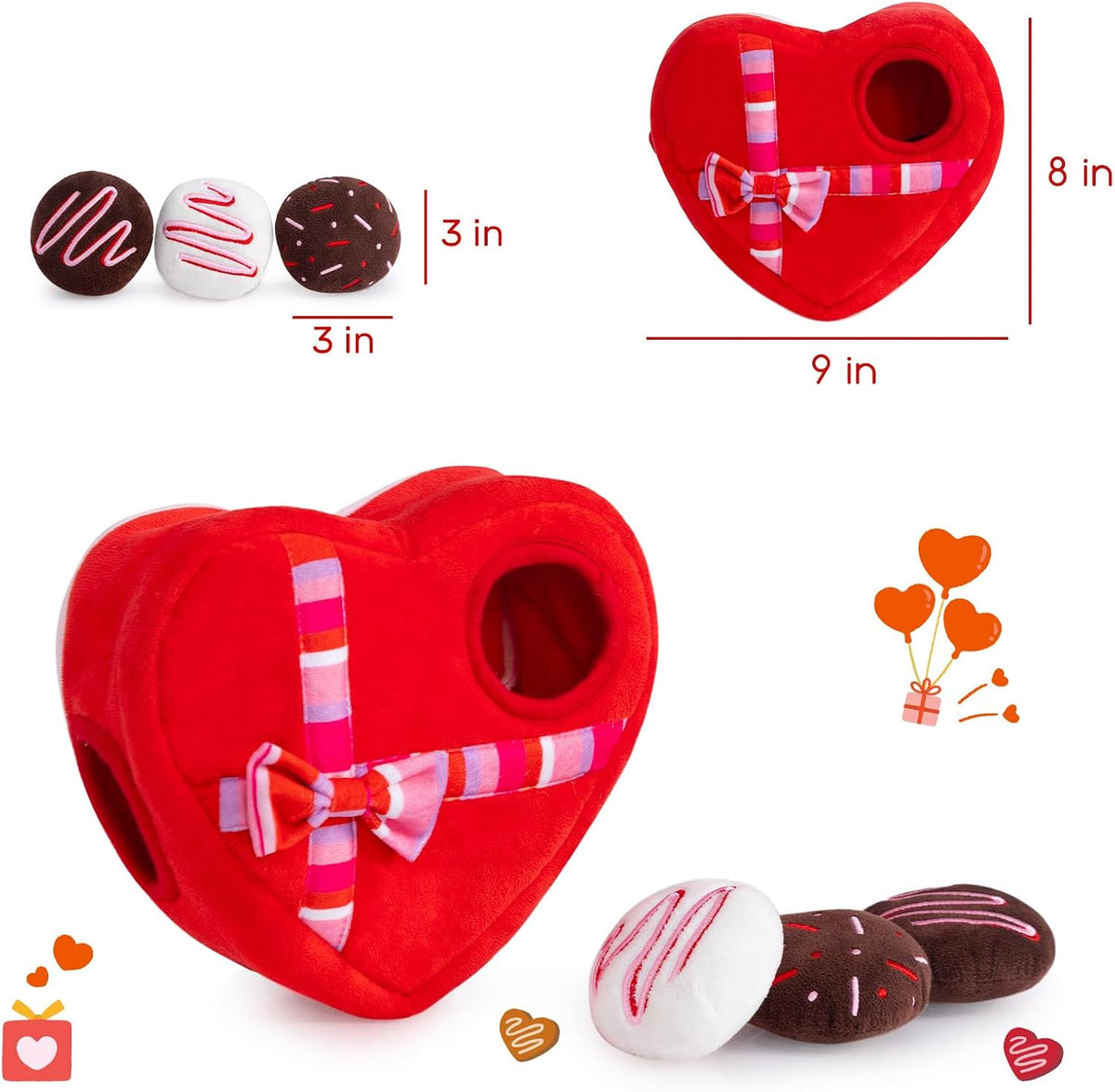 Hollypet Squeaky Hide and Seek Dog Toys for Small and Medium, Chocolate | Interactive Plush Stuffed Dog Squeak Toys for Small Medium Sized Dogs and Non-Aggressive Chewers, Puppy Teeth Clean Chew Toys
