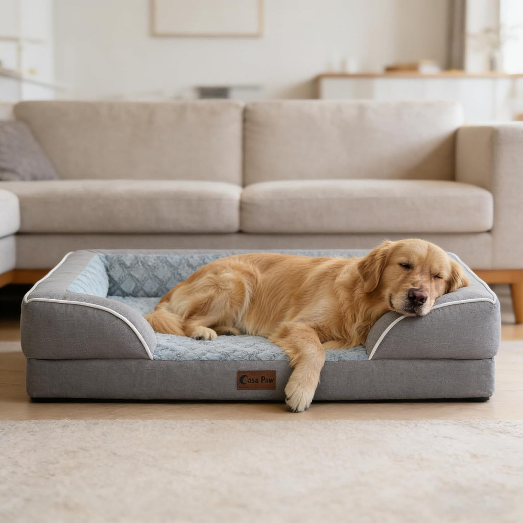 Waterproof Orthopedic Dog Bed for Extra Large Dogs, 53x42in, Grey