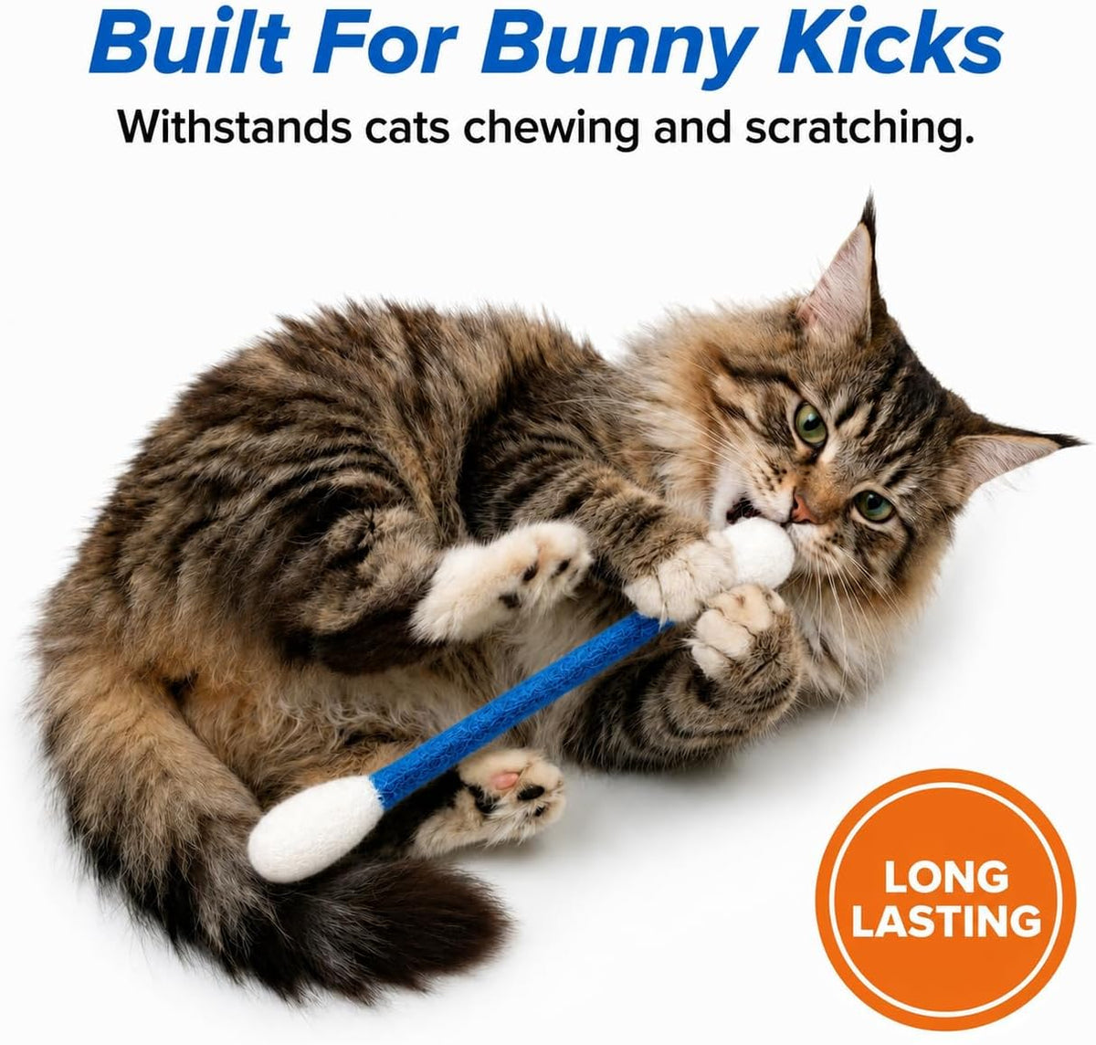 Glaciart One XXL Swabs Cat Toys with Catnip - 2 Pk | Durable for Chew, Cute Cat Toys Interactive Kitty for Boredom, Exercise, & Play | Filled w/Organic Catnip for Anxiety & as Digestive Aid