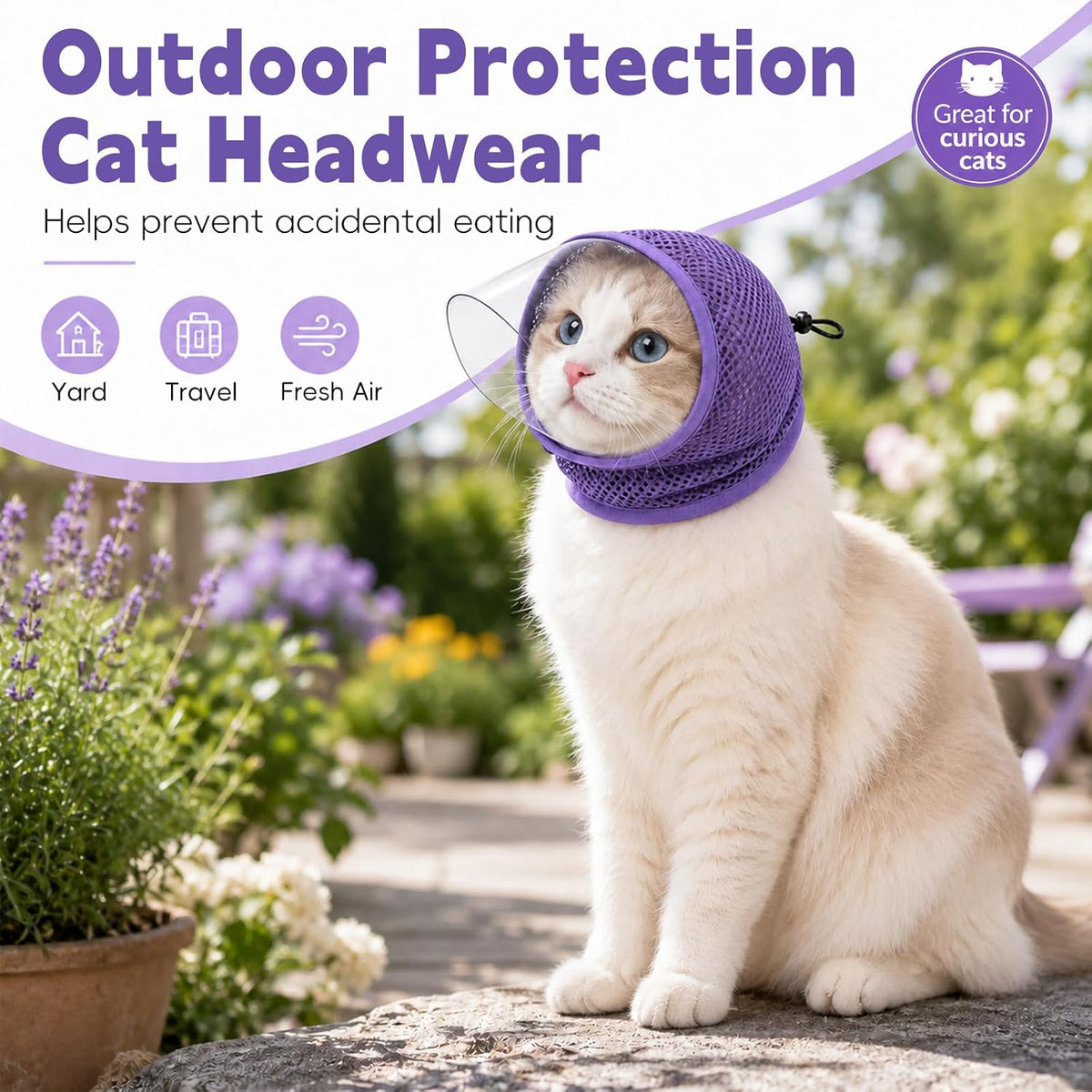 Cat Muzzle for Grooming with 4 Claw Cover, Breathable Cat Helmet for Biting