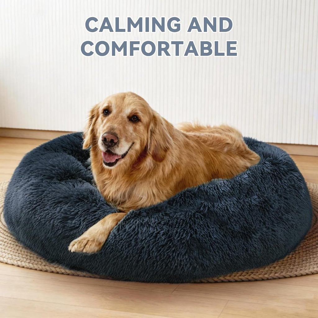 Medium Dog Bed, Washable Plush Donut Dog Bed, 28 Inch
