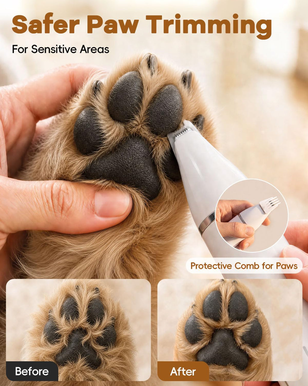 Veeconn 4 in 1 Dog Clippers Grooming Kit with Paw Hair Trimmer for Cat Pet