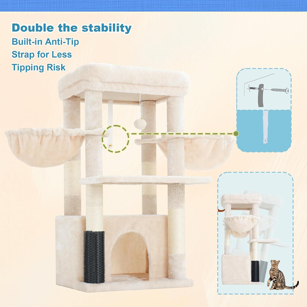 Hey-brother Cat Tree Tower with Large Platform, Spacious Condo, MPJ060M