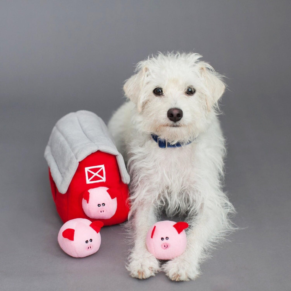 ZippyPaws Burrow Interactive Dog & Puppy Toys for Boredom - Pig Barn