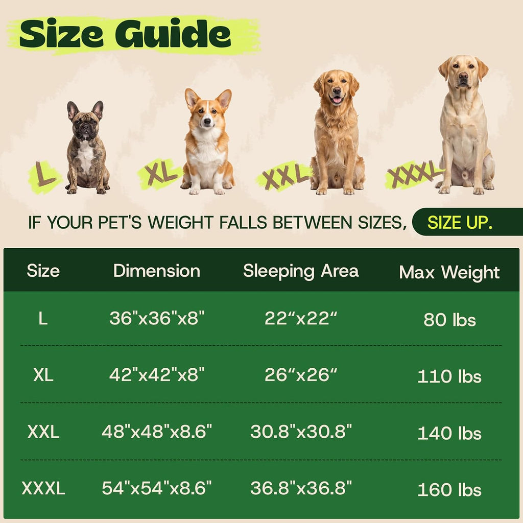 Memory Foam Orthopedic Dog Beds for Large Size Dogs,36 Inch,Camel