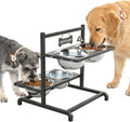ADENGL Elevated Dog Bowl Stand with 4 Stainless Steel Bowls (1700ml/58oz) – 9 Height Adjustable Raised Pet Feeder from 4.9" to 14.5" for Large Dogs & Multi-Pet Homes, with Bone Name Tag