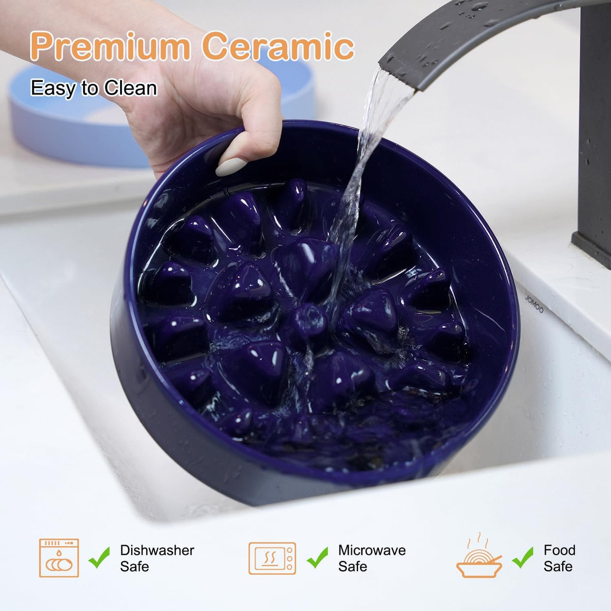 Sted Ceramic Slow Feeder Dog Bowls with Silicone Base