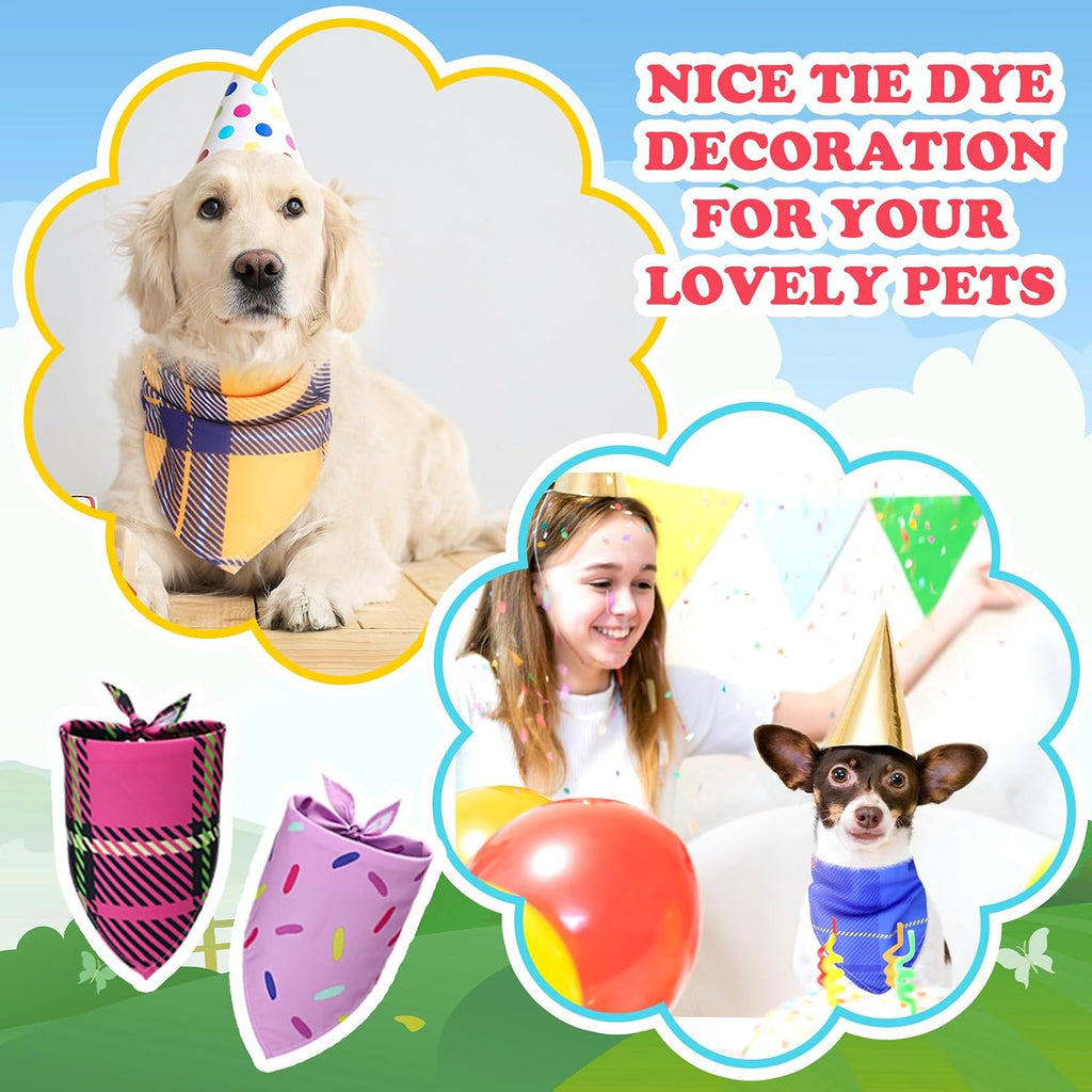 Huhumy 100 Pcs Plaid Dog Bandanas Bulk Plaid Bandana for Medium Large Dogs