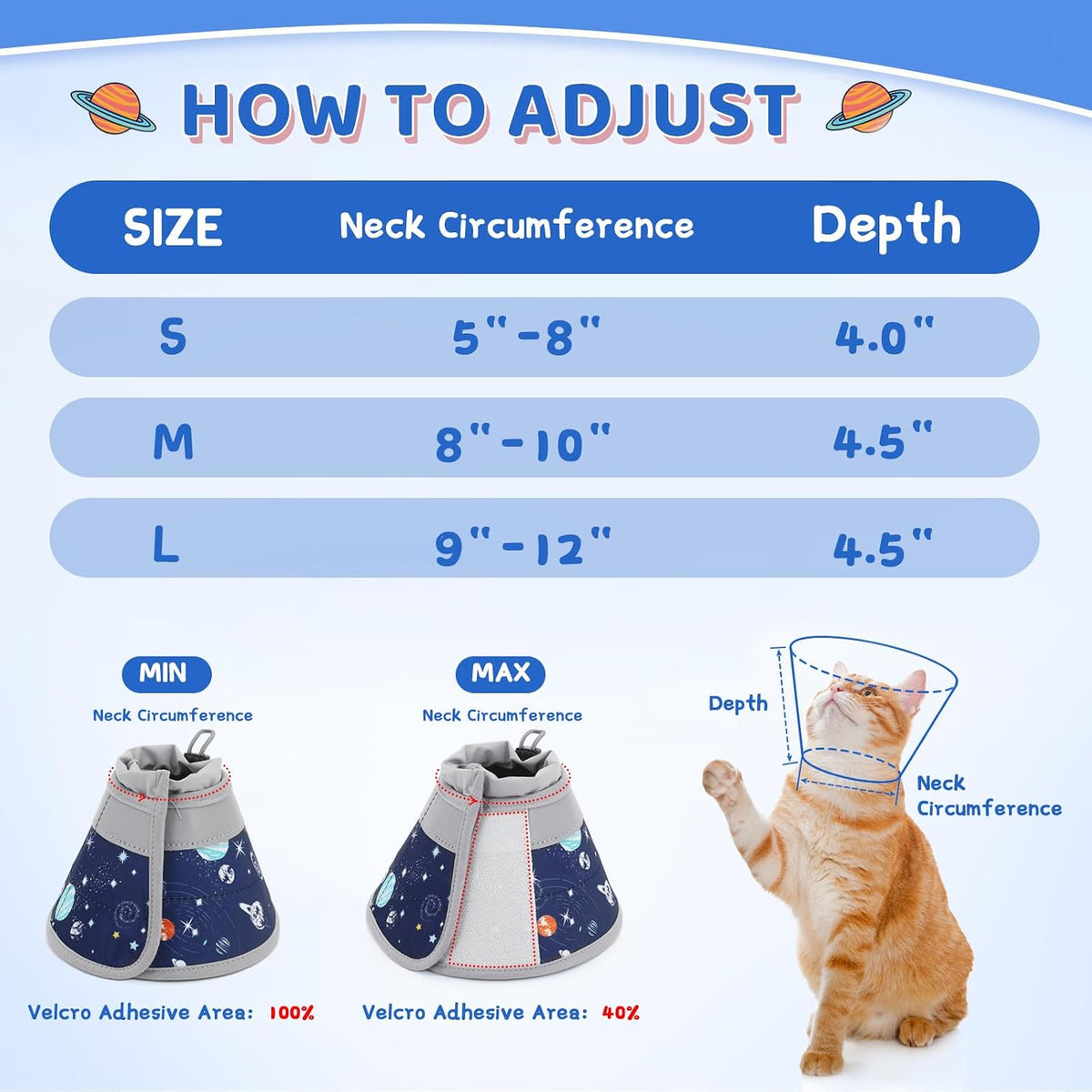 Cat Cone Collar Soft to Stop Licking, Adjustable, Foldable Lightweight Kitten Cones After Surgery Recovery for Cats & Kittens, Cat Cone Alternative, Easy Eating (Grey, S)