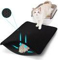 Cat Litter Mat 35"x24", Double Layer Waterproof Litterbox Mat, Black | Non-slip backing, washable for easy cleanup, traps stray litter with waterproof honeycomb large grid that is urine-proof