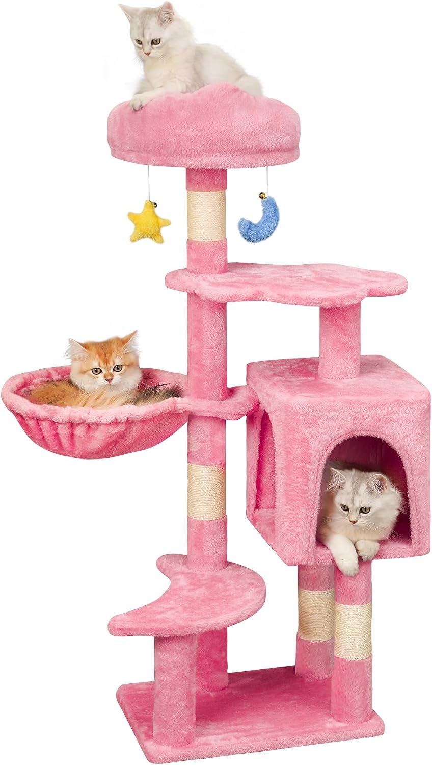 Meecal 43-Inch Small Cat Tree Cute for Kittens Under 6 Months 9lbs, Pink