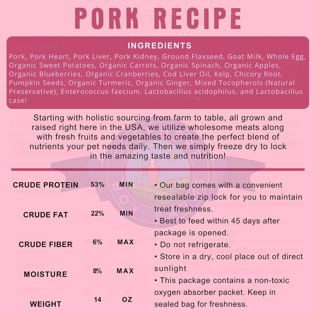 Shepherd Boy Farms Freeze Dried Raw Dog Food - Pork Recipe, 48oz