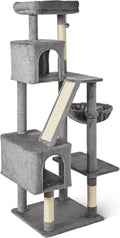 Amazon Basics Indoor Cat & Kittens Multi-Level Climbing Activity Tower with Scratching Posts, FSC Certified, 60.1" (152.7cm) H, Grey