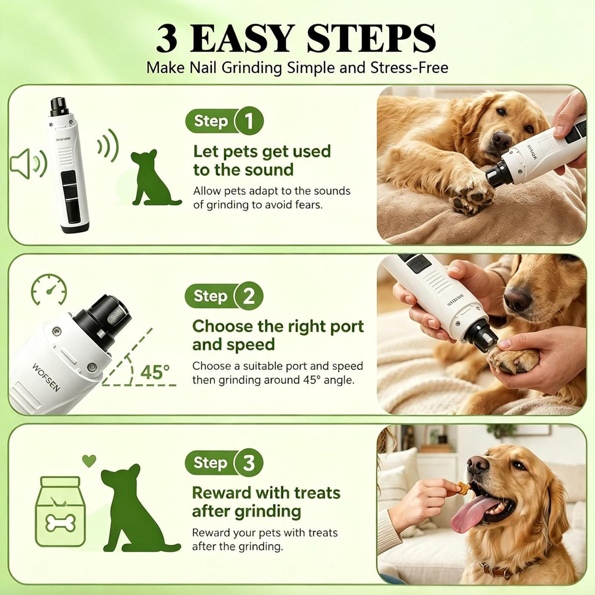 Whisper-Quiet Dog Nail Grinder, Safe & Stress-Free for Sensitive Dogs Cats