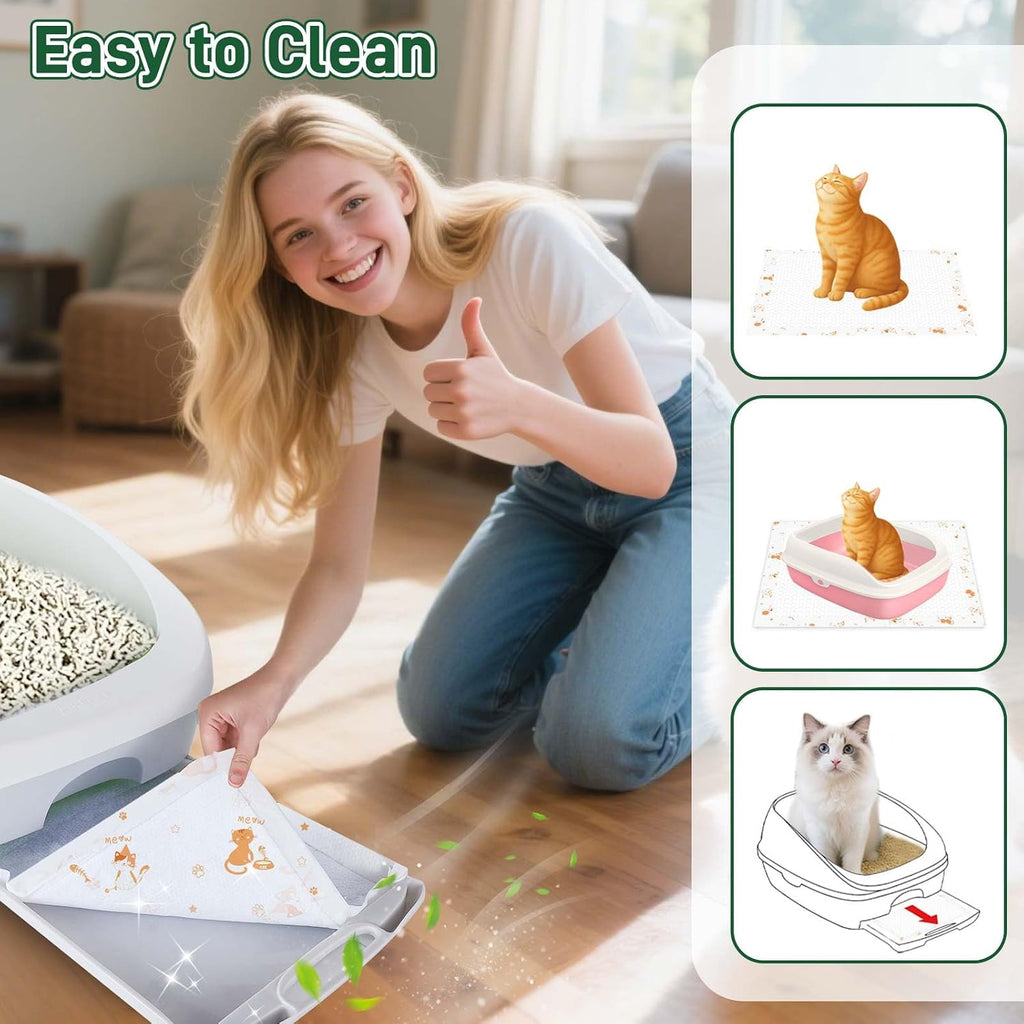 Litter Pads Compatible with Breeze Litter Box System, 70ct Super Absorbent Pee Pads for Cats, Odor Control Cat Pads Refills 16.9 X 11.7 Inch, Unscented